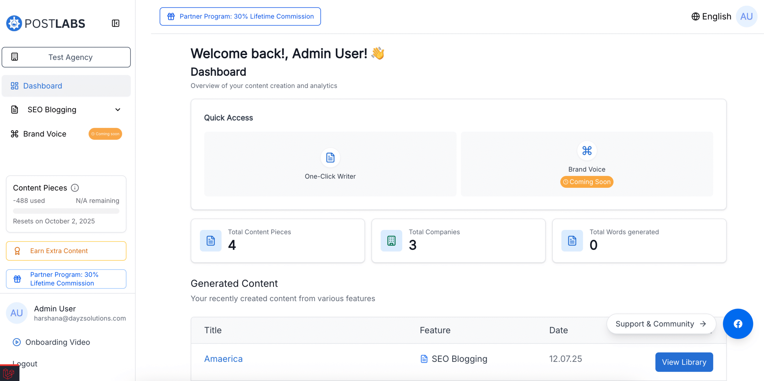 Postlabs.ai - floating Screen