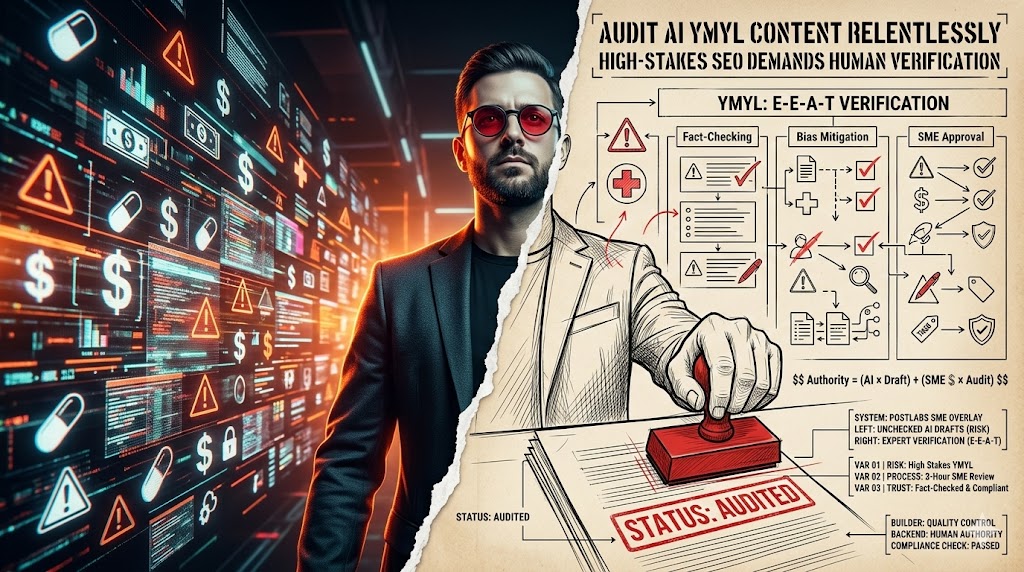 How to audit AI-generated content for strict "YMYL" (Your Money Your Life) compliance?