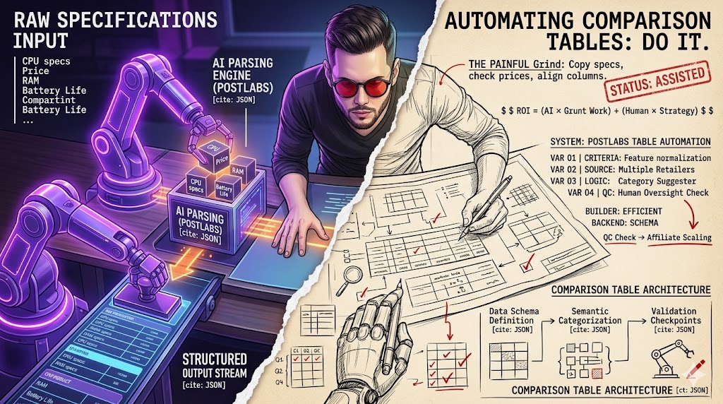 How to automate the creation of "Comparison Tables" for affiliate reviews?