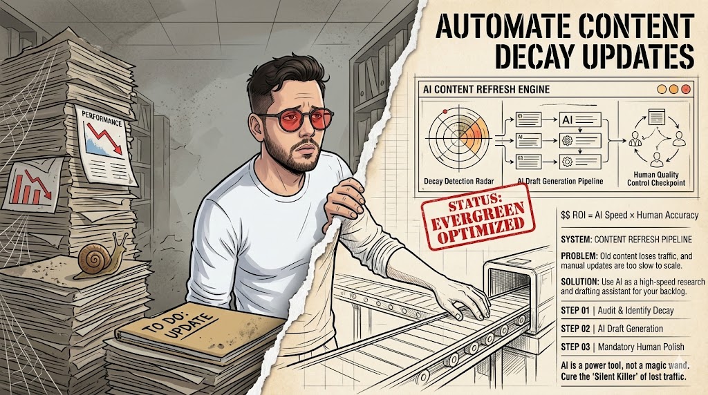 How to use AI to update 50 old articles for "Content Decay" at once?
