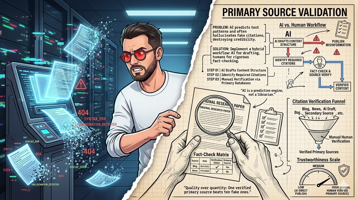 Can AI effectively find and cite primary sources to build content trustworthiness?