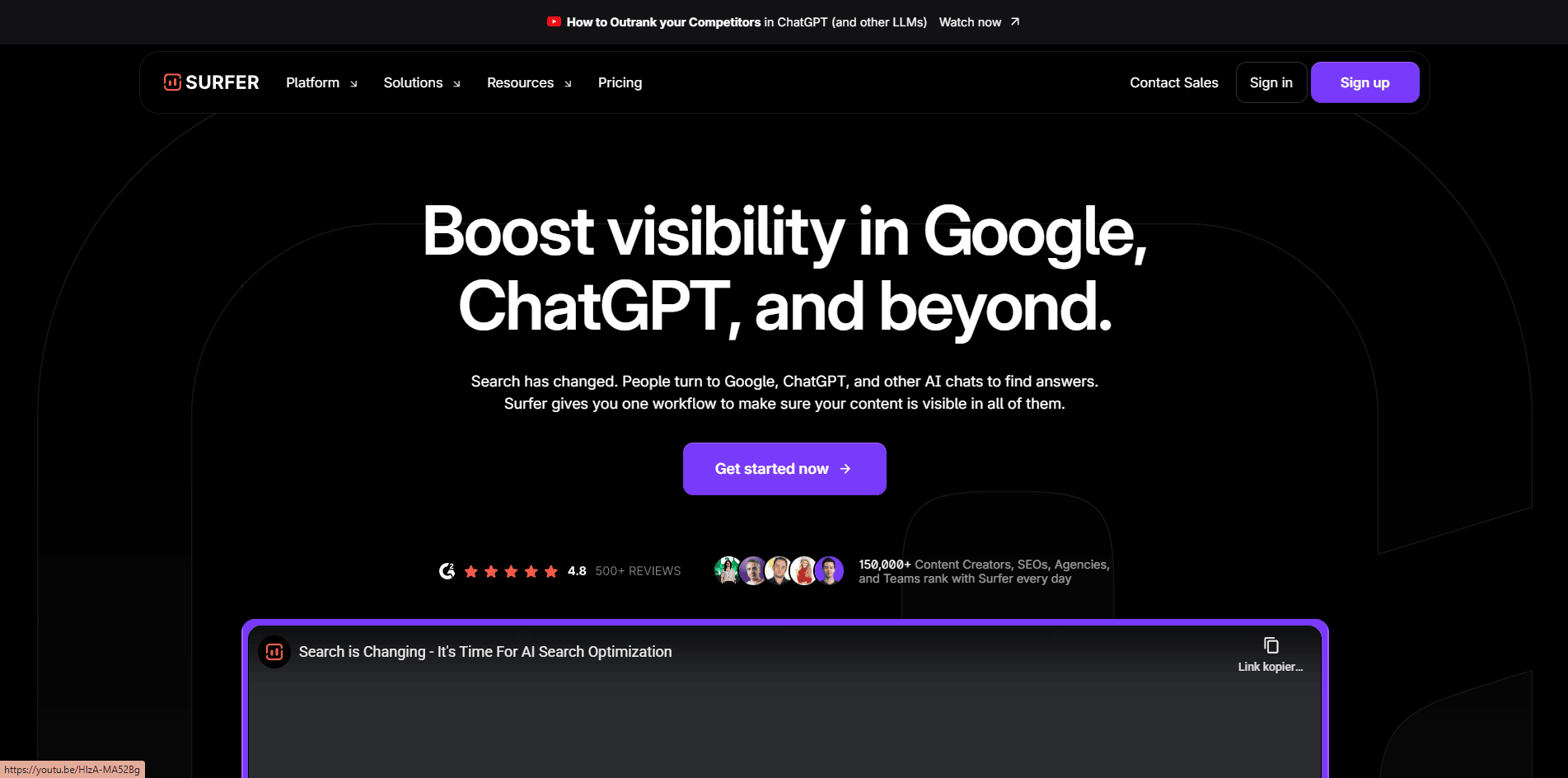 Surfer SEO Dashboard